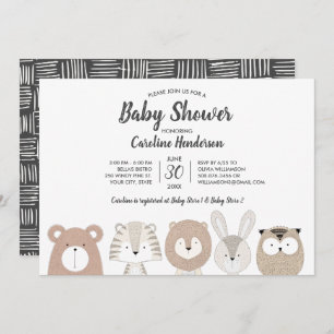 Wald-u. Dschungel-Tier-Babyparty-Einladung Einladung