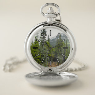 Wald- und Bergszene-Pocket-Uhr Taschenuhr