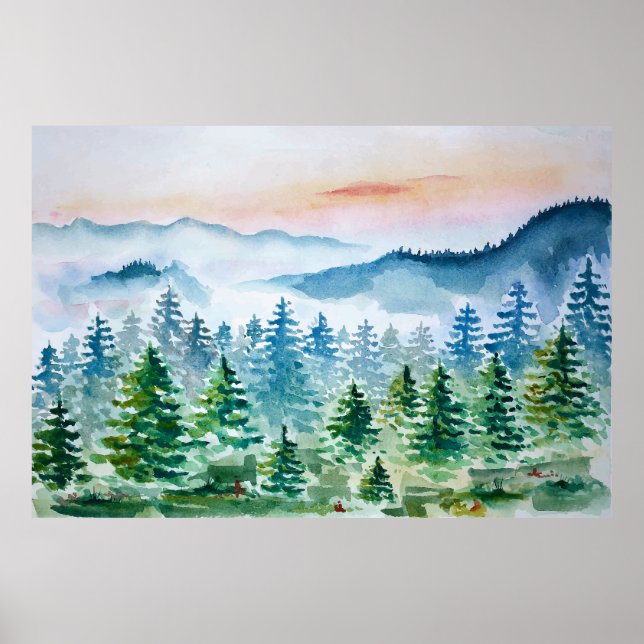 Wald und Gebirge Poster (Vorne)