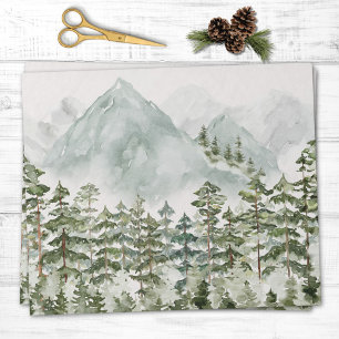 Wald und Gebirgslandschaft Wasserfarbe Geschenkpapier