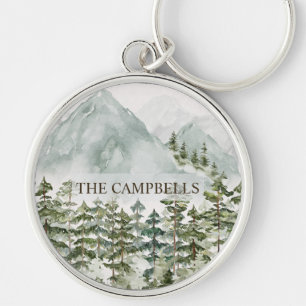 Wald und Gebirgslandschaft Wasserfarbe Schlüsselanhänger