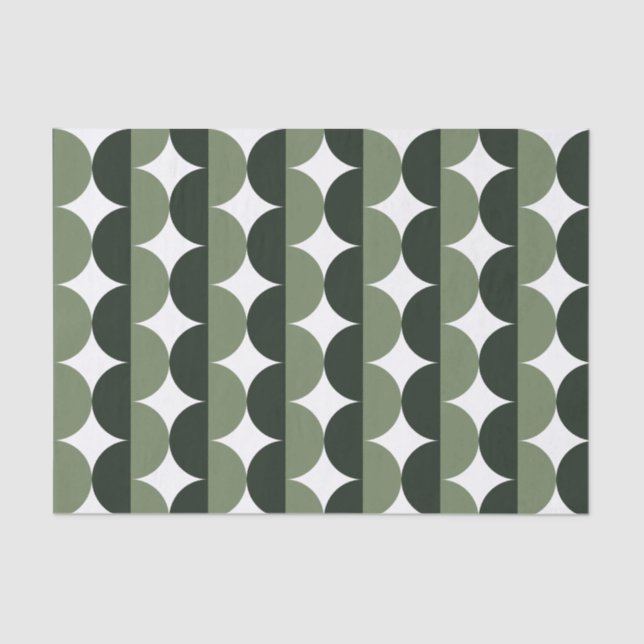 Wald und Sage Green Mitte Jahrhundert Moderne Wavy Seidenpapier (Vorderseite)
