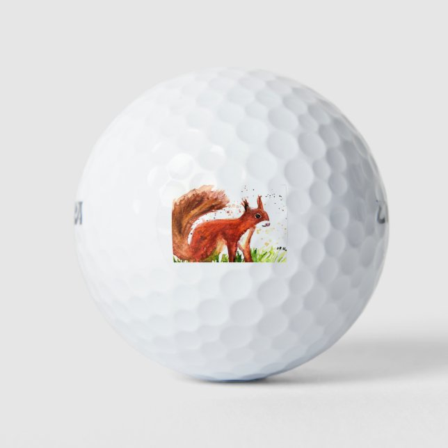 Wald- und Waldtiere von Wasserfarbeneichhörnchen Golfball (Vorderseite)