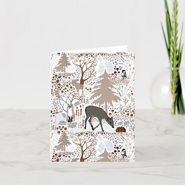 Wald- und Wildtierfüßer Dankeskarte (Woodland Wildlife Deer Fox Moose Greeting Or Blank Thank You Card by Jenn Steffen Art)