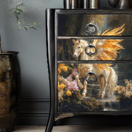 Wald Unicorn Golden Wings Wald Landschaftaufwertun Seidenpapier