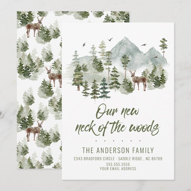 Wald unser neuer Heck der sich bewegenden Holzbaum Einladung (Vorne/Hinten)