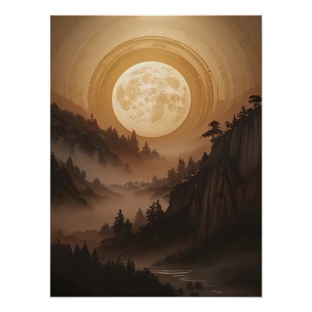 Wald unter Mondlicht Poster (Vorderseite)