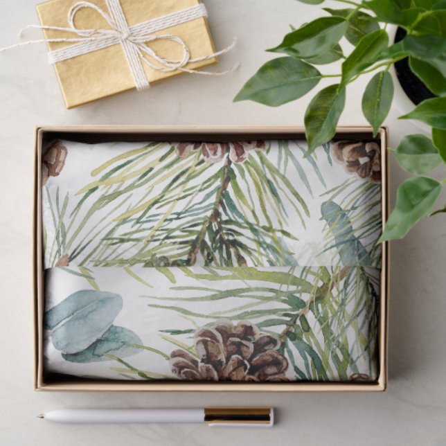 Wald-Urlaub in Aquarellwald Seidenpapier (Geschenk)