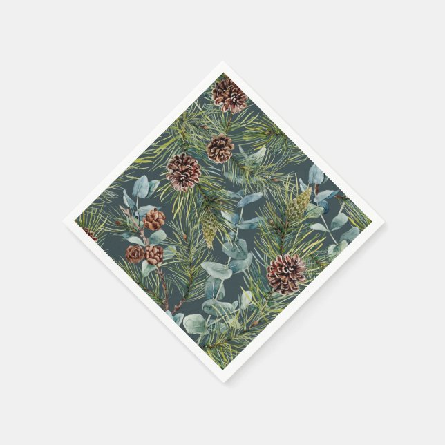 Wald-Urlaub in Aquarellwald Serviette (Ecke)