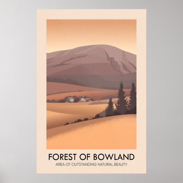 Wald von Bowland AONB Reiseplakat Poster (Vorne)