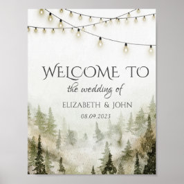 Wald, Wald, Pinienbäume, Streichellichter Hochzeit Poster