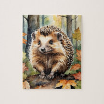 Wald Wald Wasserfarbe Igel Herbst Tier