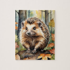 Wald Wald Wasserfarbe Igel Herbst Tier Puzzle