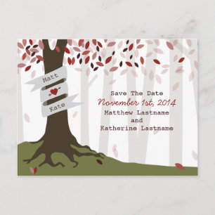 Wald/Waldlandrotes Wedding Save the Date Ankündigungspostkarte