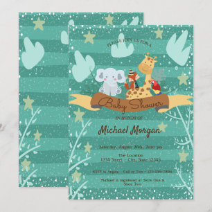 Wald-, Waldtiere Baby Shower Einladung