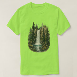 Wald-Wasserfall-Landschaft-Shirt T-Shirt