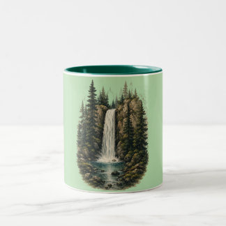 Wald-Wasserfall-Landschaft Zweifarbige Tasse