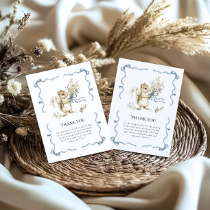 Wald Wasserfarbe Blaues Band Eichhörnchen Baby Dankeskarte