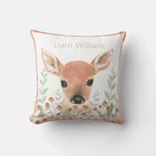 Wald Wasserfarbe Grün Moderne Name Hirsch Kissen