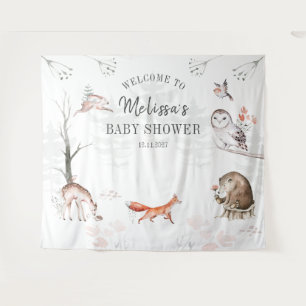 Wald Wasserfarbe Waldtiere Baby Shower Wandteppich