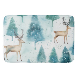 Wald Wasserfarbirsch im WinterWald Weihnachten Badematte