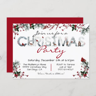 Wald Watercolor Forest Weihnachts-Party Einladung