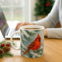 Wald-Weihnachts-Kardinalvogeltasse