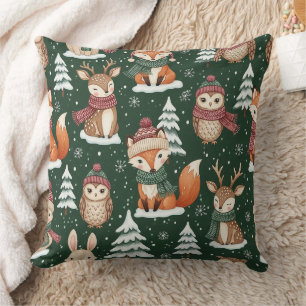 Wald-Weihnachts-Tiermuster – Süßer Winter 4 Kissen
