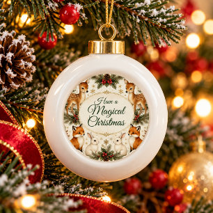 Wald-Weihnachts-Ziergeweih-Fuchs-Hase-Keramik Keramik Kugel-Ornament