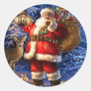 Wald-Weihnachtsmann-Aufkleber Runder Aufkleber