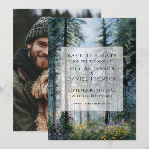 Wald Wildblumen Floral Rustikal Foto Hochzeit Save The Date