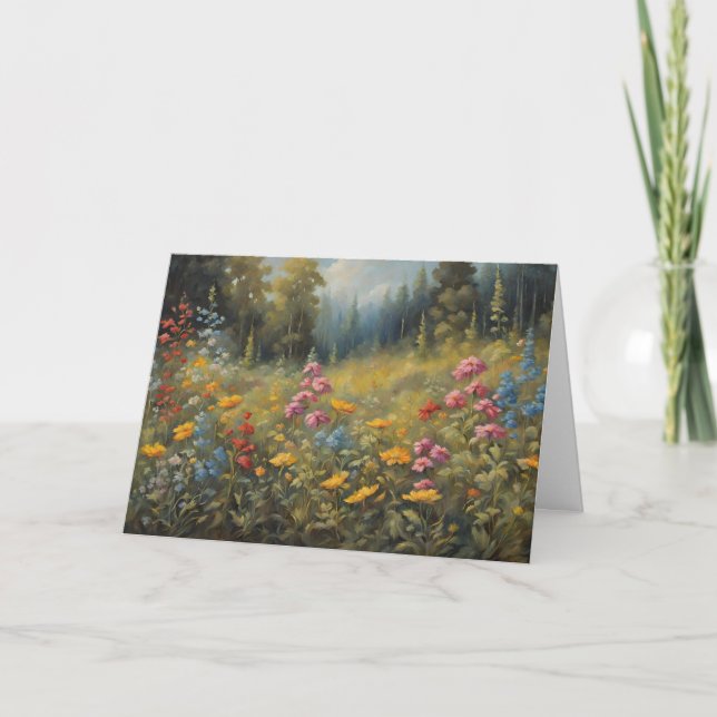 Wald-Wildblumen-Naturillustration  Karte (Vorderseite)