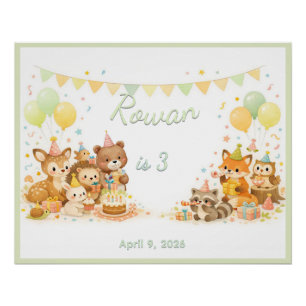 Wald Wilde Tiere Forst Party Pastell Neutral Poster