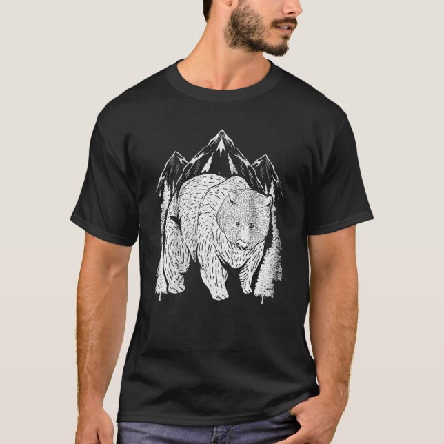Wald Wildnis Natur Außengebirge Grizzly B T-Shirt (Vorderseite)