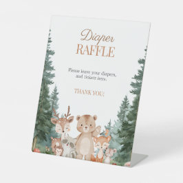 Wald-Wildtier-Tiere-Baby-Party-Windel-Raffle  Sockelschild