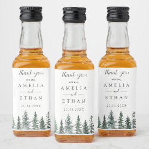Wald Winter Aquarell Hochzeit Alkoholflaschenetikett