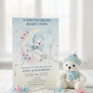 Wald-Winter-Schneeflocken-Blumen-Baby-Party Blau Einladung