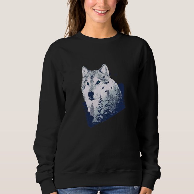 Wald Wolf Wilderness Natur Wildtier 1 Sweatshirt (Vorderseite)