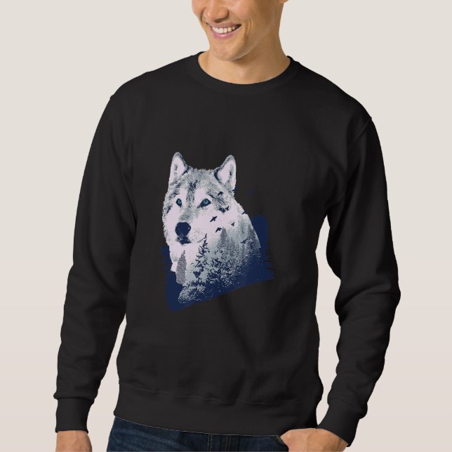 Wald Wolf Wilderness Natur Wildtier Sweatshirt (Vorderseite)