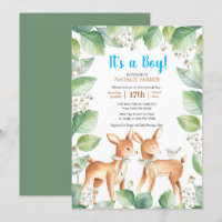 Wald Woodland Deer Floral Boy Baby Dusche