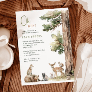 Wald Woodland Tiere Oh Junge! Babyparty Einladung