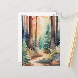 Wald Woodsy in Aquarell Postkarte