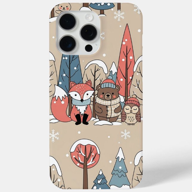 Wald-Wunderwald-Tiere Winter Case-Mate iPhone Hülle (Rückseite)