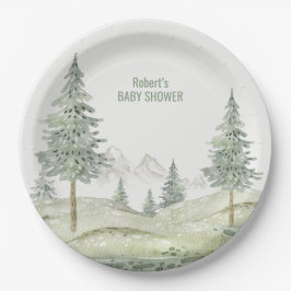 Waldabenteuer beginnt Babyduschkarte Pappteller