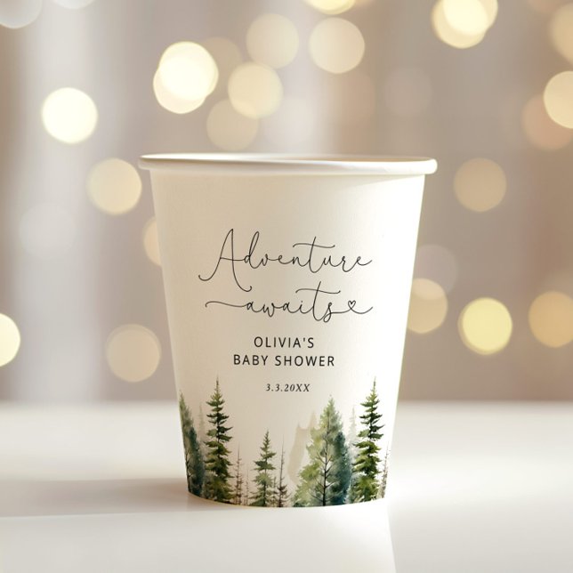 Waldabenteuer erwartet die Babydusche Pappbecher (Von Creator hochgeladen)