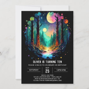 Waldabenteuer erwartet mystischer Geburtstag Einladung
