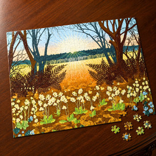 Waldaufgang und Wildblumen Puzzle