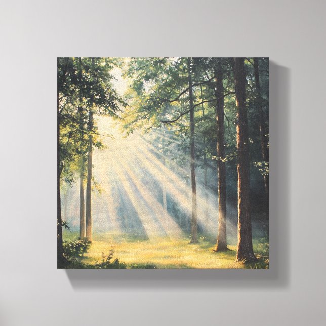 Waldbaden in Sonnenlicht Leinwanddruck (Vorderseite)