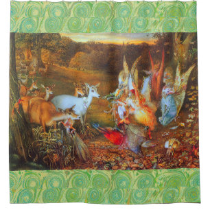 WALDBÄHNE, Hirsche und Tiere im Herbst Duschvorhang