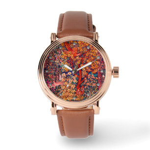 WALDBÄLDER Hares, Pheasant, Rote Blüte Armbanduhr